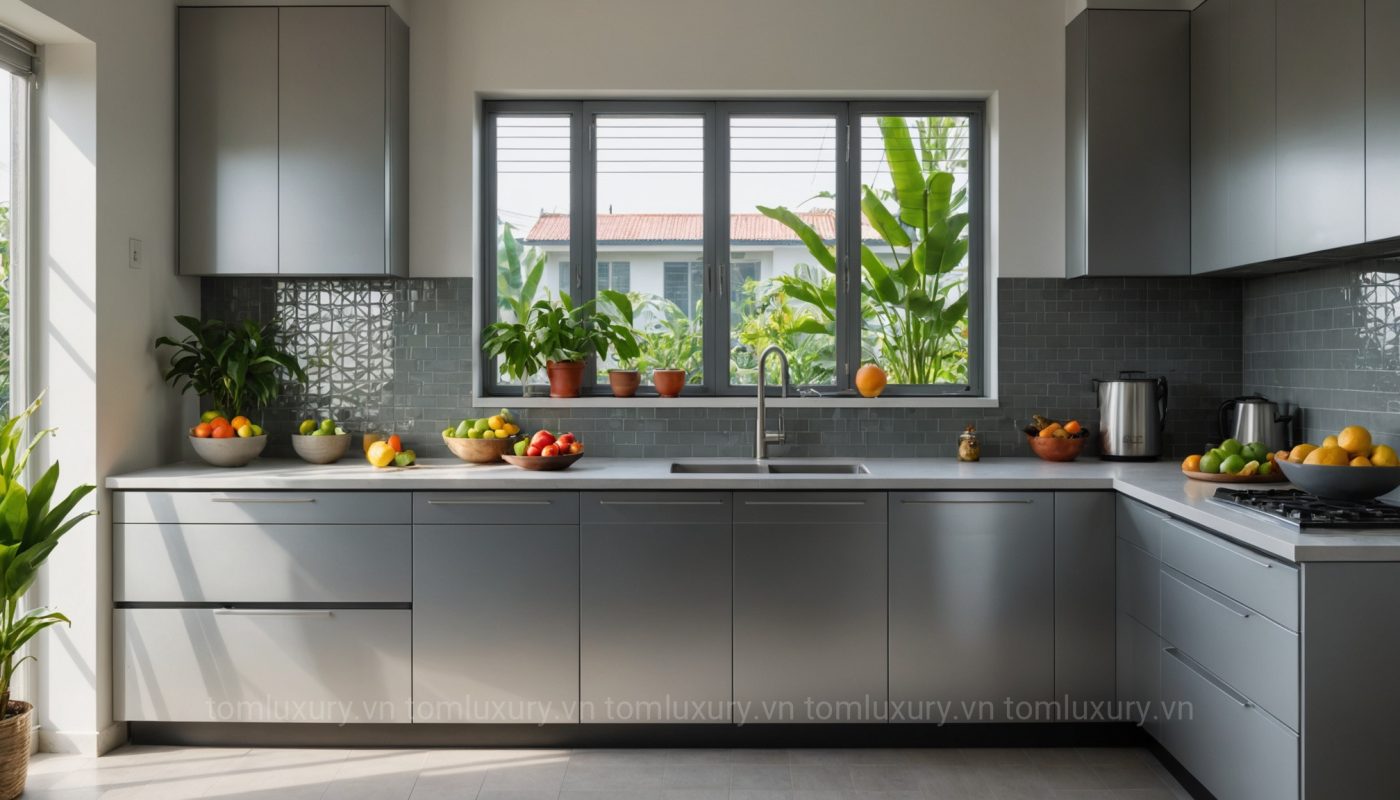 xu hướng thiết kế tủ bếp nhôm hợp kim