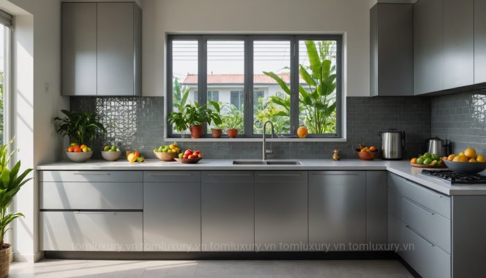 xu hướng thiết kế tủ bếp nhôm hợp kim