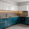 Tủ Bếp Nhôm Kính Màu Xanh Dương – Bóng Gương Chữ L 1 TL N06 5